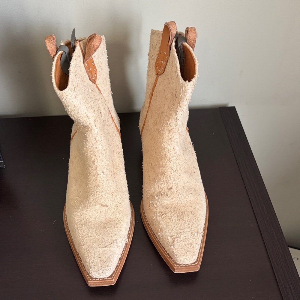 Free People Wesley Ankle Boot Bone Leather Western Inspired Square Toe US 8.5 - Picture 6 of 13